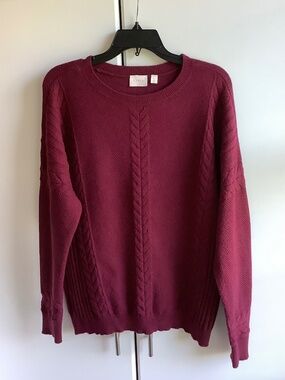 Cyrus Burgundy Cable Knit Sweater Size L